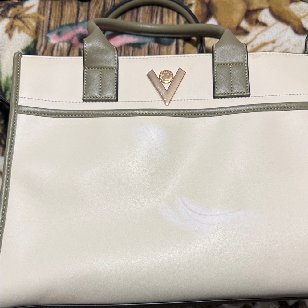 Valentino Orlandi Cream and Olive Satchel